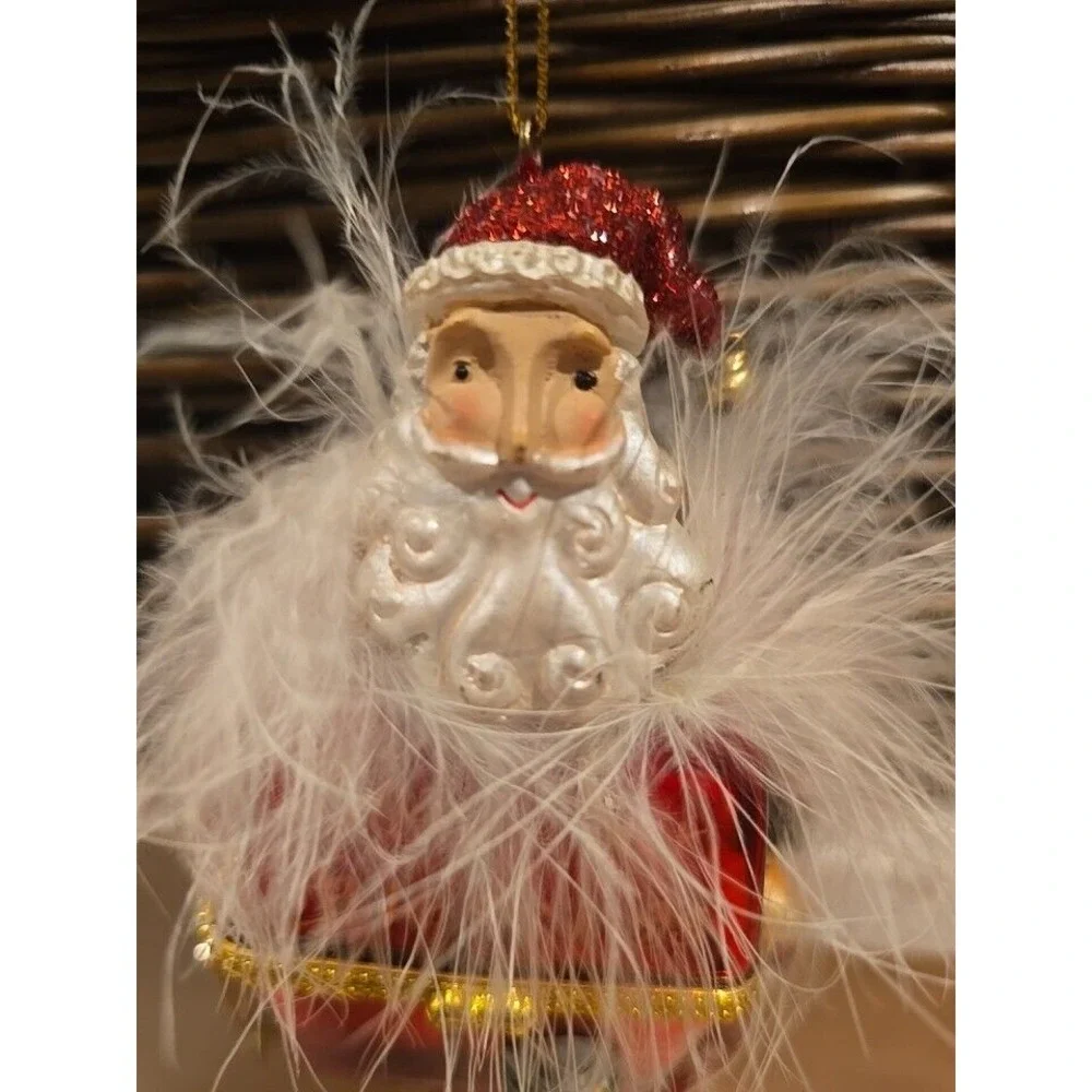 Santa Clause Rare Trinket Box Ornament Arms Legs Present Cat Share Your Blessing